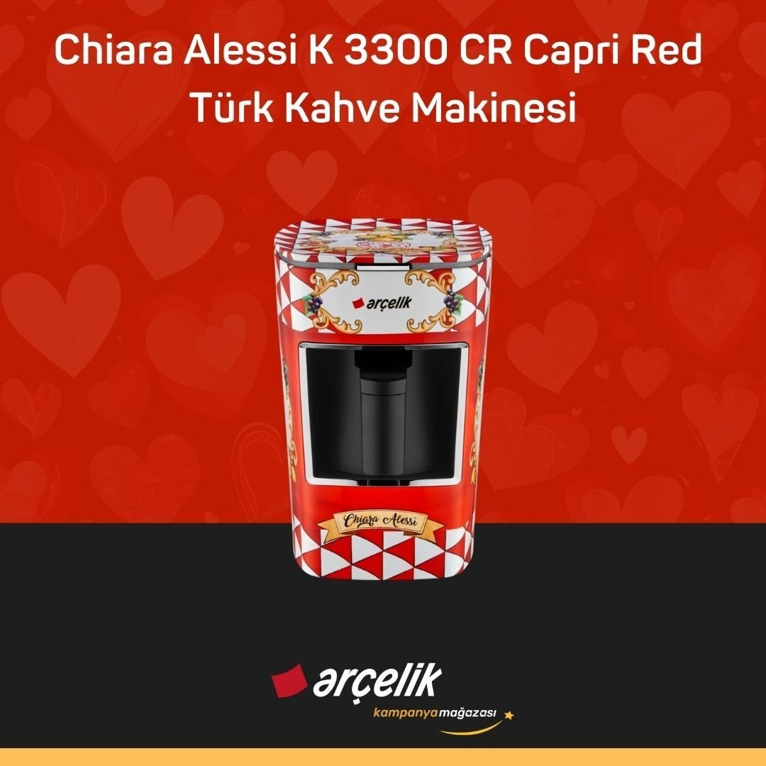 ARÇELİK Chiara Alessi K 3300 CR Capri Red Türk Kahve Makinesi