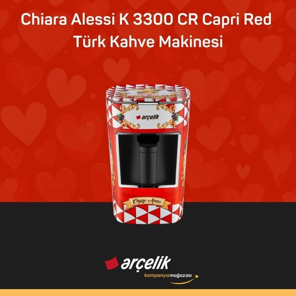 ARÇELİK Chiara Alessi K 3300 CR Capri Red Türk Kahve Makinesi