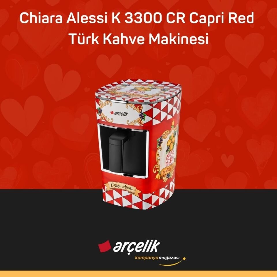ARÇELİK Chiara Alessi K 3300 CR Capri Red Türk Kahve Makinesi