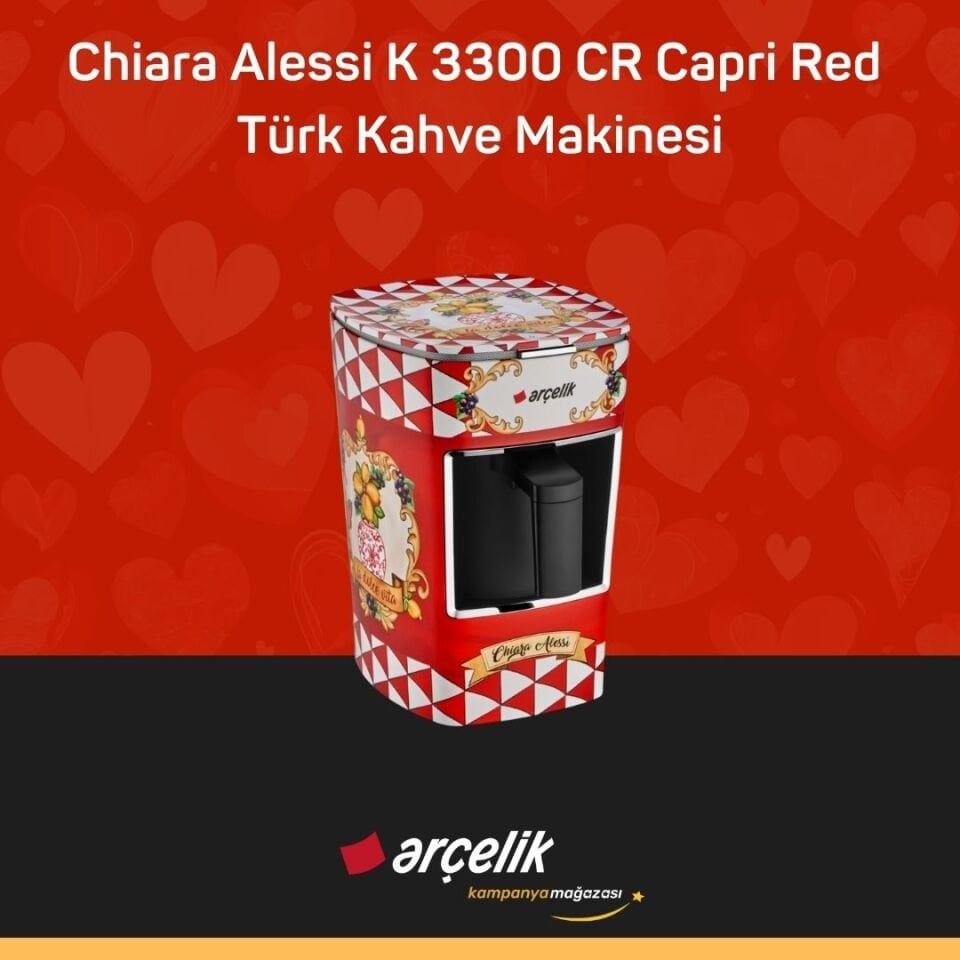 ARÇELİK Chiara Alessi K 3300 CR Capri Red Türk Kahve Makinesi