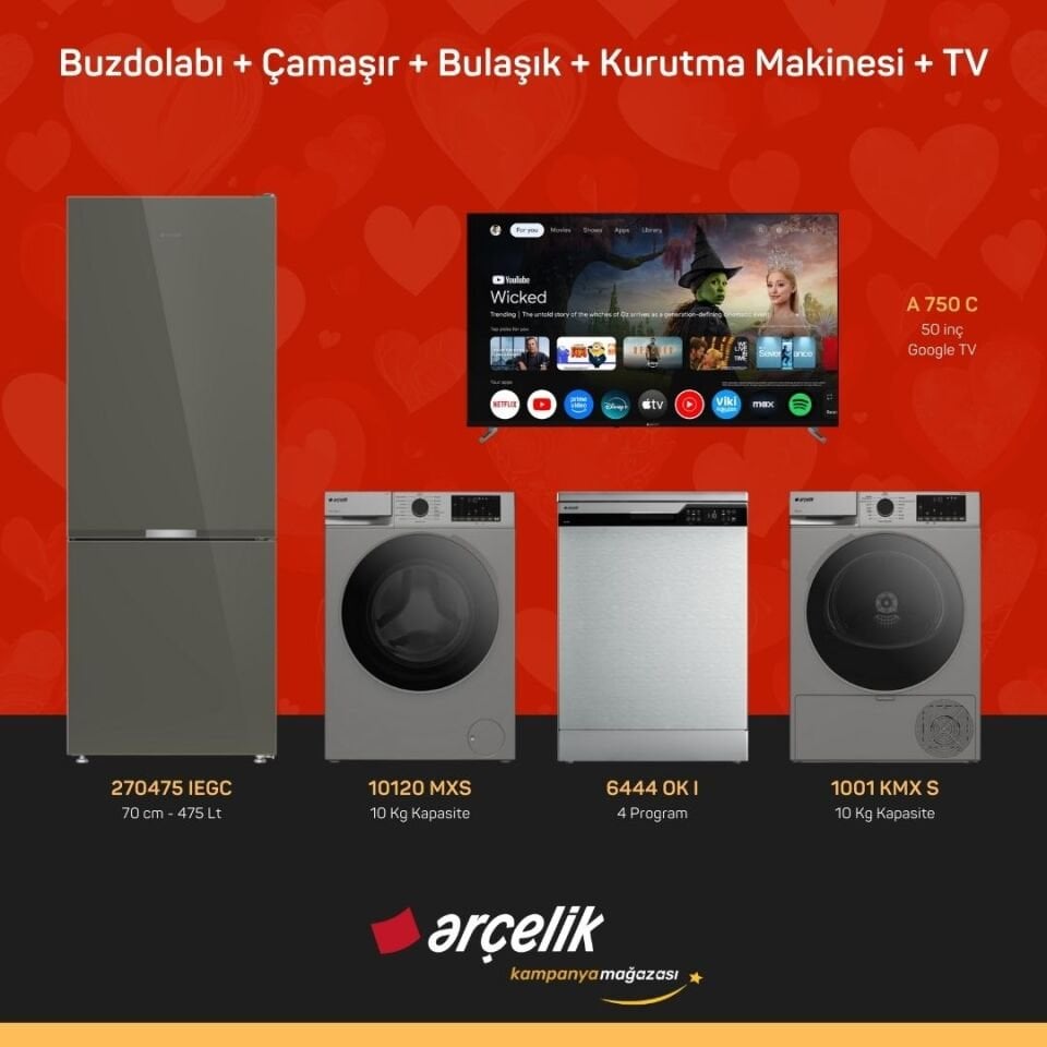 ARÇELİK 5'li Çeyiz Paketi ( 270475 IEGC - 10120 MXS - 6444 OK I - 1001 KMX S - A 750 C )