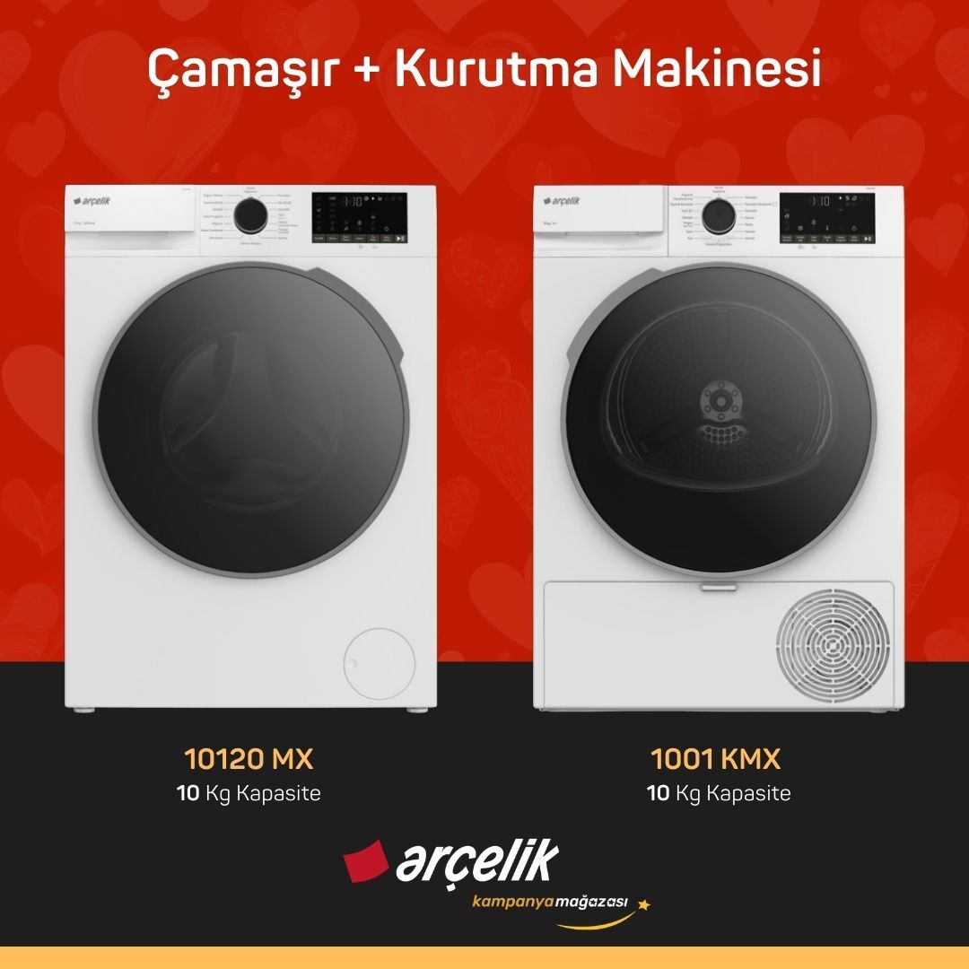 ARÇELİK 10120 MX Çamaşır Makinesi - 1001 KMX Kurutma Makinesi