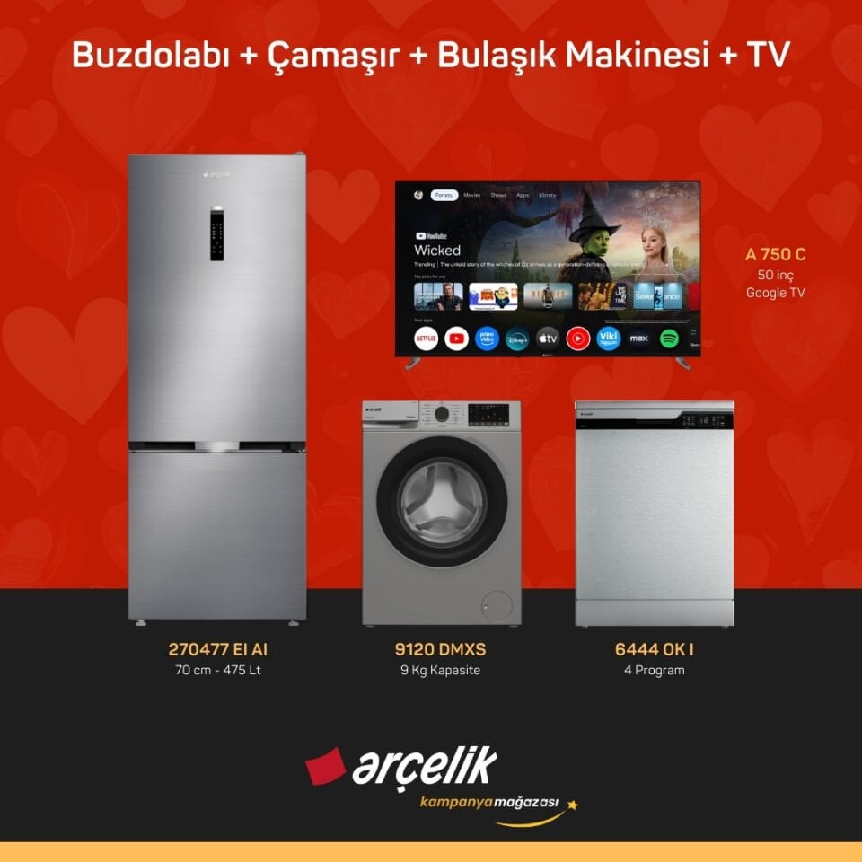 ARÇELİK 4'lü Çeyiz Paketi ( 270477 EI AI - 9120 DMXS - 6444 OK I - A 750 C )