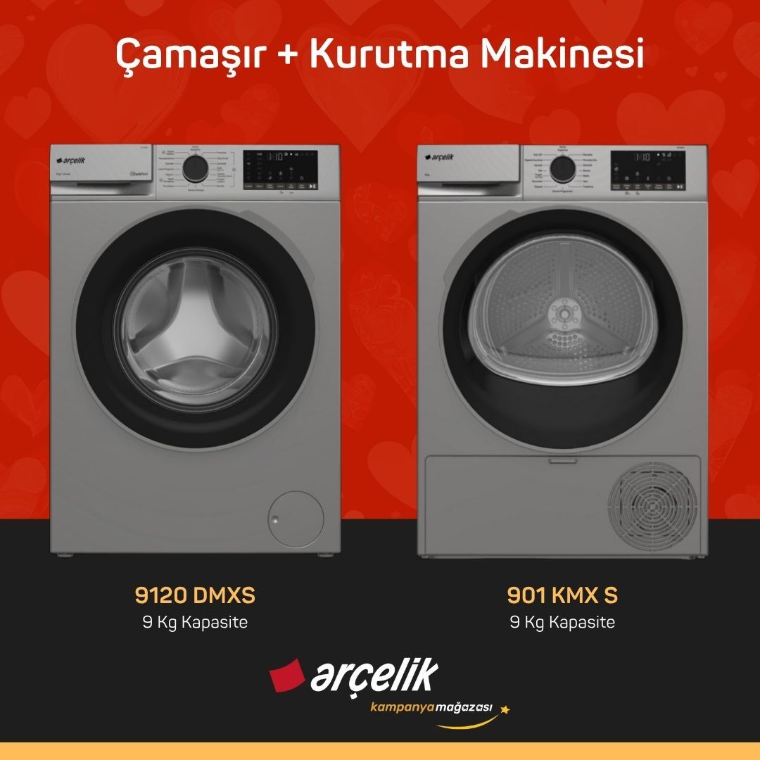 ARÇELİK 9120 DMXS Çamaşır Makinesi - 901 KMX S Kurutma Makinesi