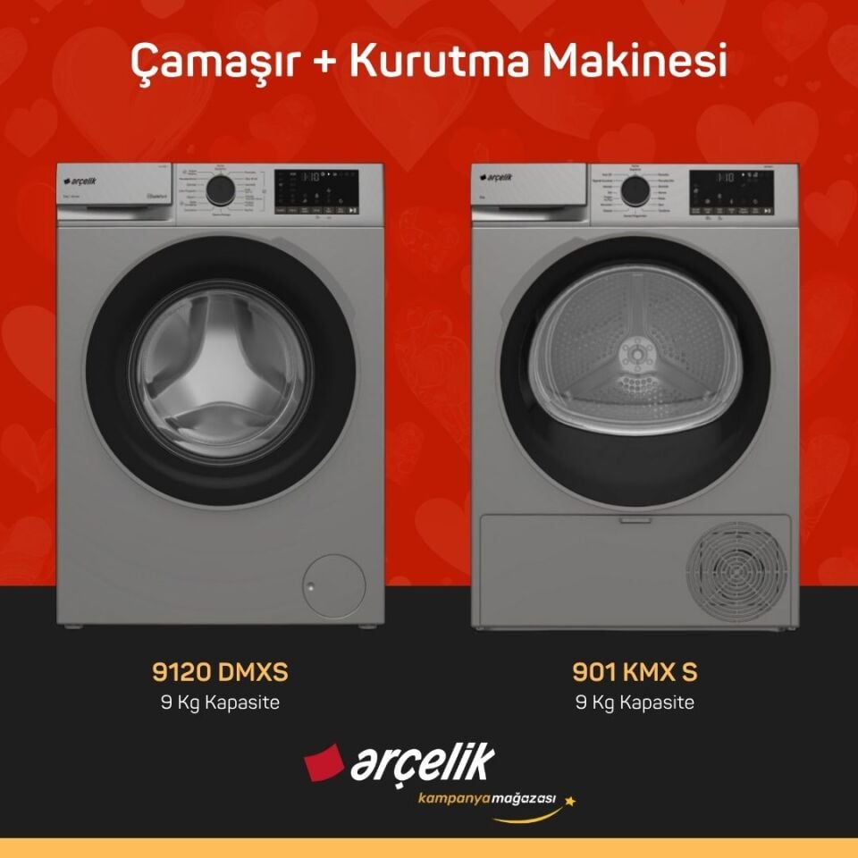 ARÇELİK 9120 DMXS Çamaşır Makinesi - 901 KMX S Kurutma Makinesi