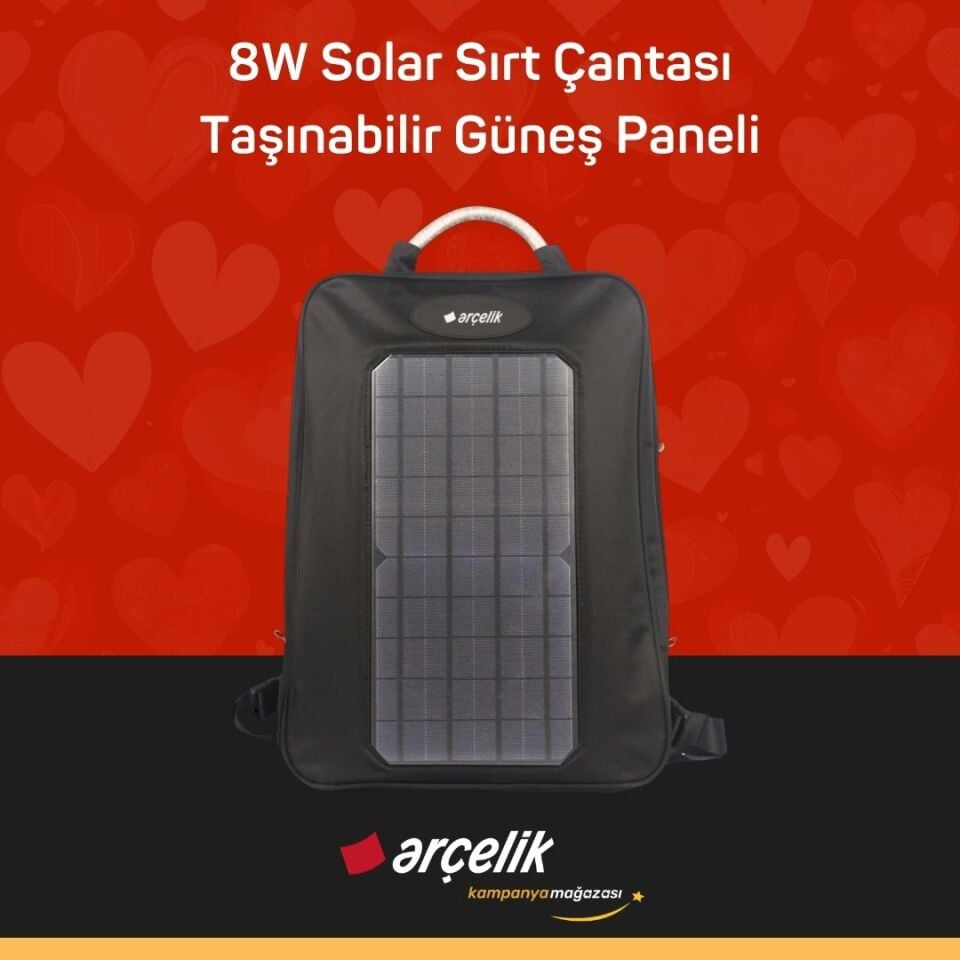 ARÇELİK 8W Solar Sırt Çantası Taşınabilir Güneş Paneli