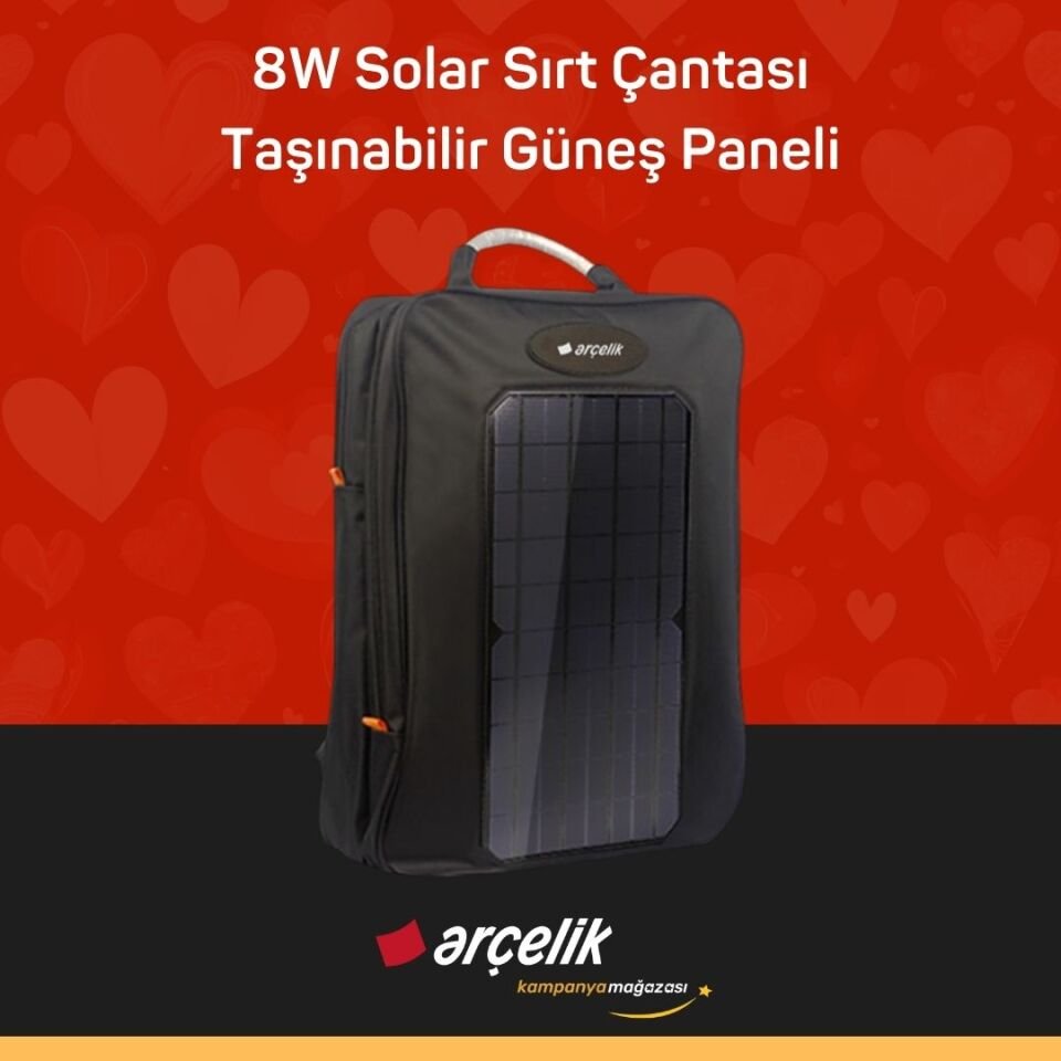 ARÇELİK 8W Solar Sırt Çantası Taşınabilir Güneş Paneli