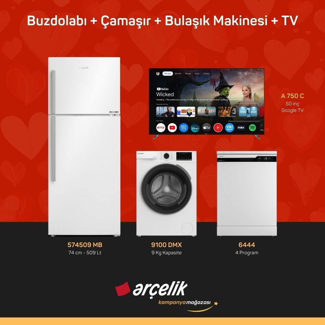 ARÇELİK 4'lü Çeyiz Paketi ( 574509 MB - 9100 DMX - 6444 - A 750 C )