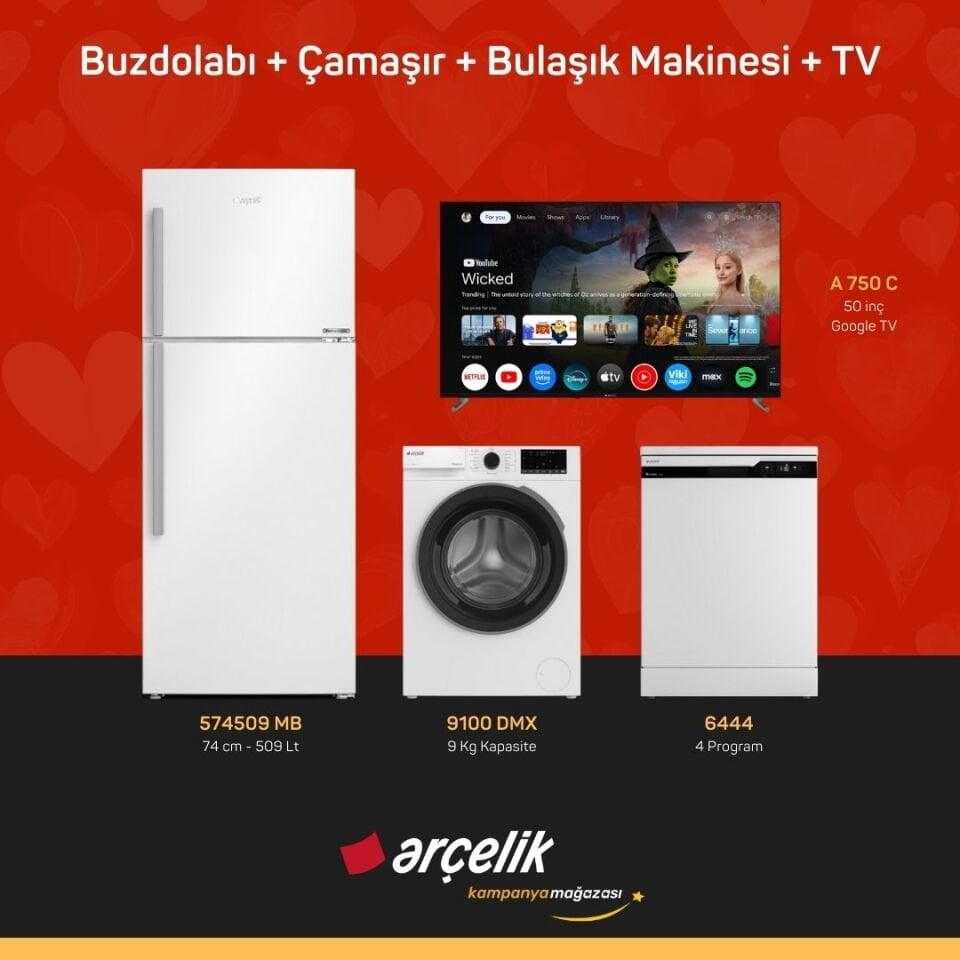 ARÇELİK 4'lü Çeyiz Paketi ( 574509 MB - 9100 DMX - 6444 - A 750 C )