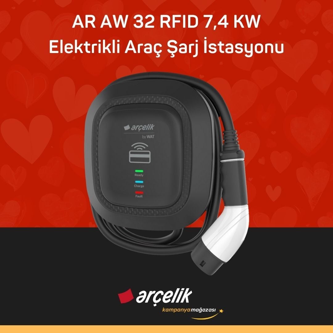ARÇELİK AR AW 32 RFID 7,4 KW Elektrikli Araç Şarj İstasyonu