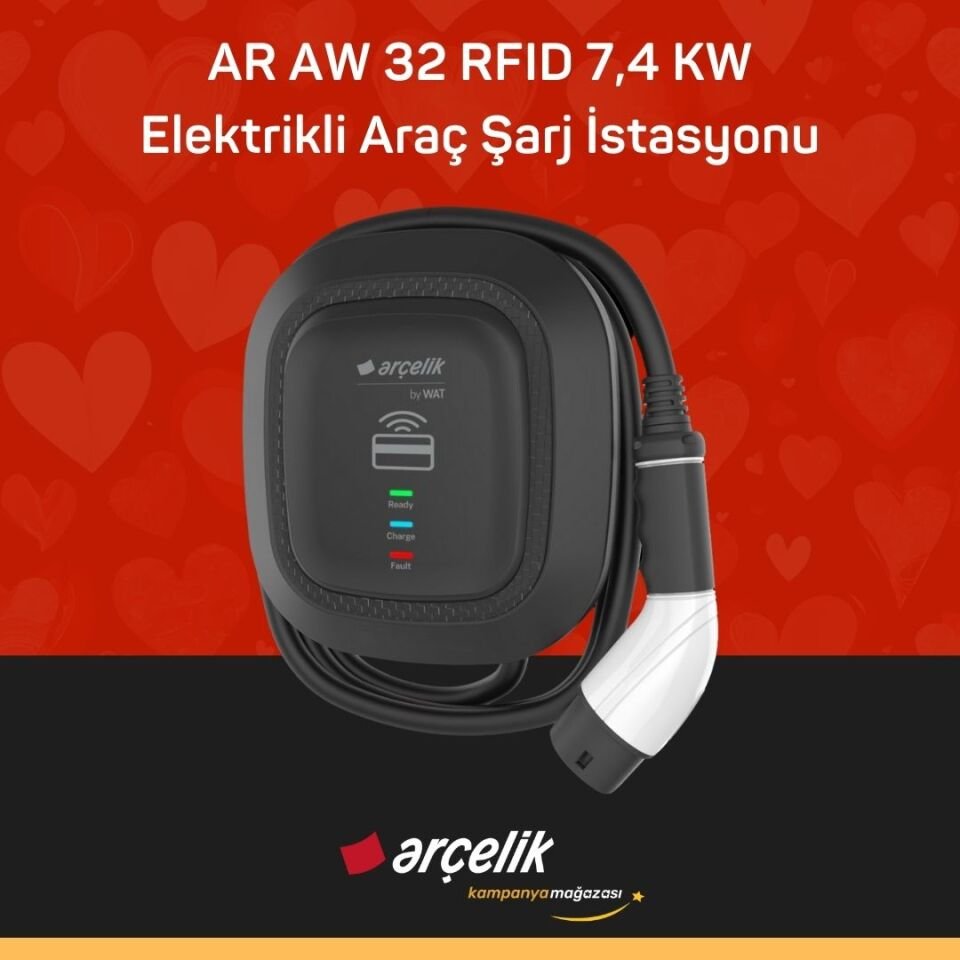 ARÇELİK AR AW 32 RFID 7,4 KW Elektrikli Araç Şarj İstasyonu