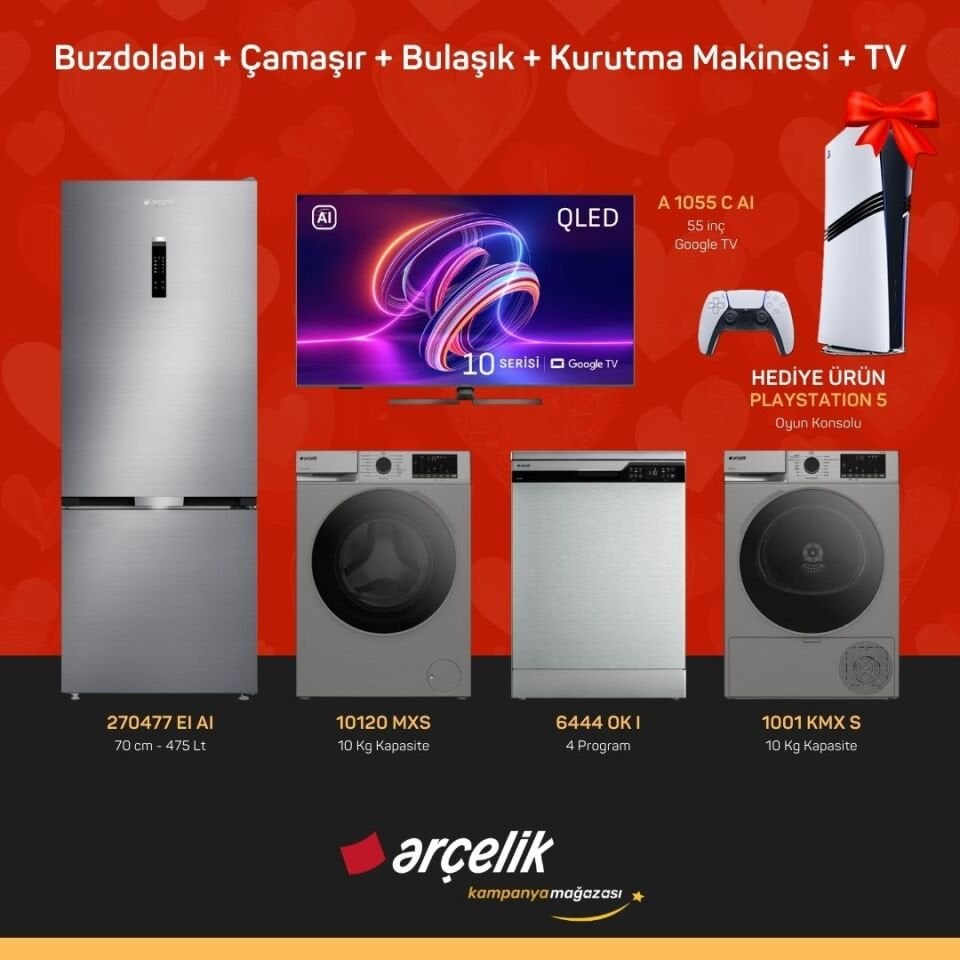 ARÇELİK Playstation Hediyeli Çeyiz Paketleri ( 270477 EI AI - 10120 MXS - 6444 OK I - 1001 KMX S - A 1055 C AI - PS5 )