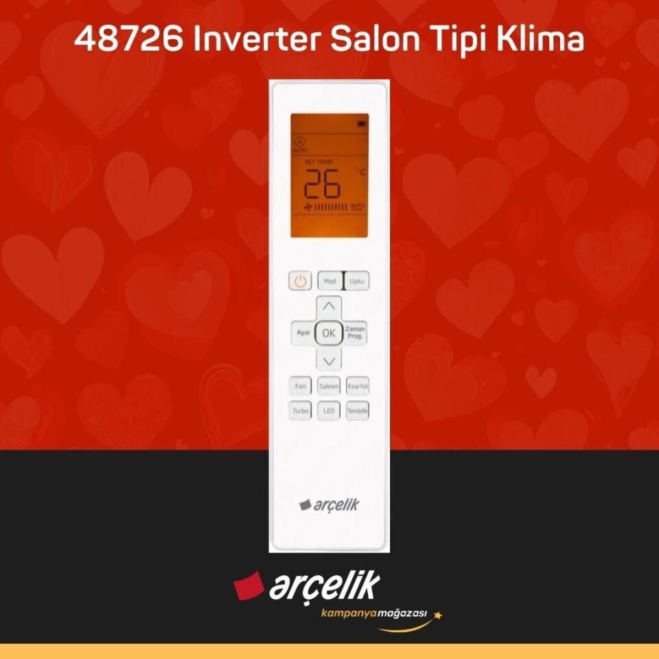 ARÇELİK 48726 Monofaze Inverter Salon Tipi Klima 48.000 Btu/h Salon Tipi Klima