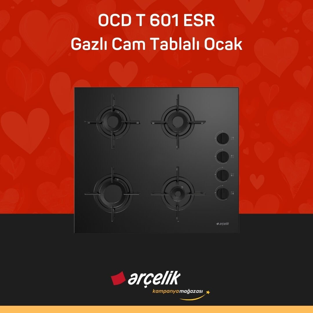 ARÇELİK OCD T 601 ESR Gazlı Cam Tablalı Ocak