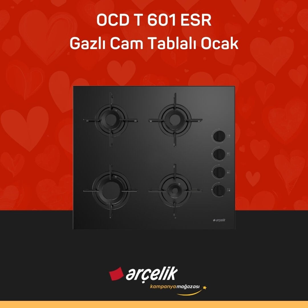 ARÇELİK OCD T 601 ESR Gazlı Cam Tablalı Ocak