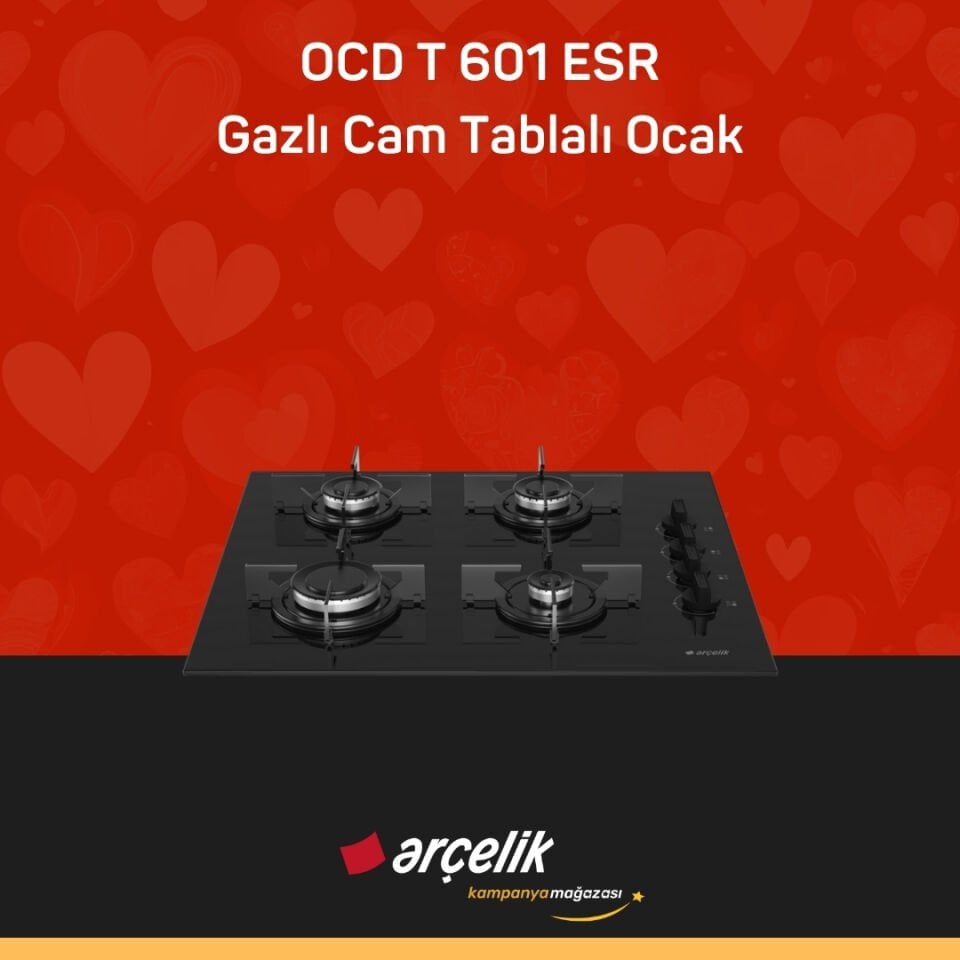 ARÇELİK OCD T 601 ESR Gazlı Cam Tablalı Ocak