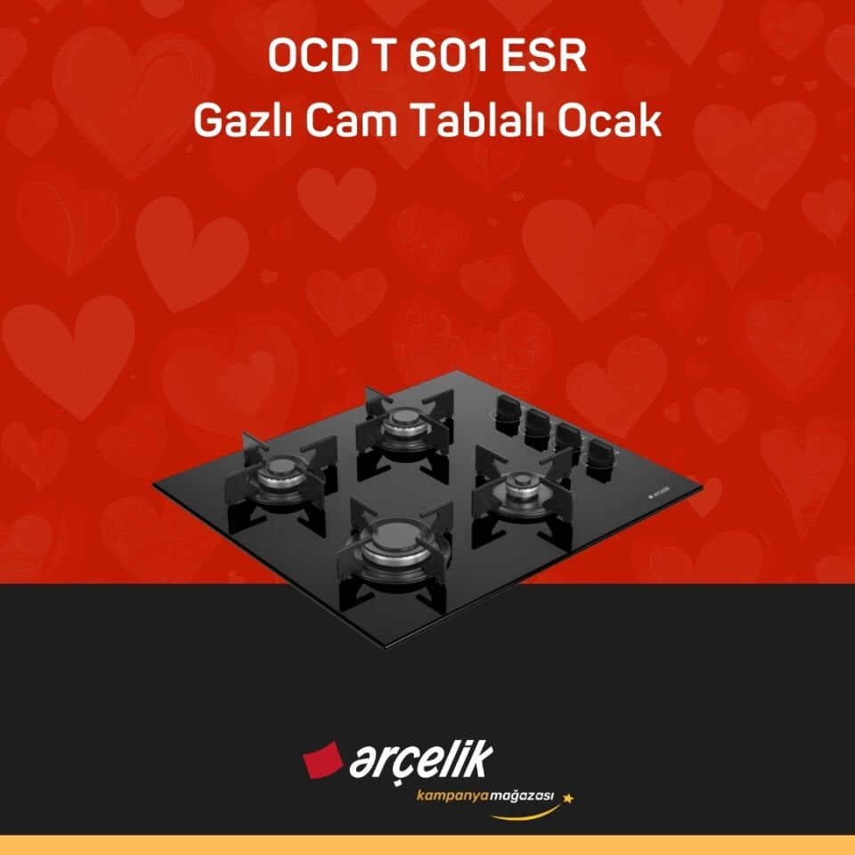 ARÇELİK OCD T 601 ESR Gazlı Cam Tablalı Ocak