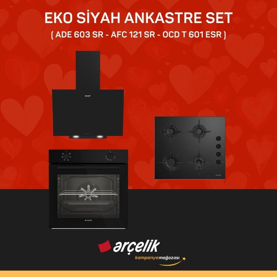 ARÇELİK EKONOMİK CAM SİYAH ANKASTRE SET ( ADE 603 SR - AFC 121 SR - OCD T 601 ESR )