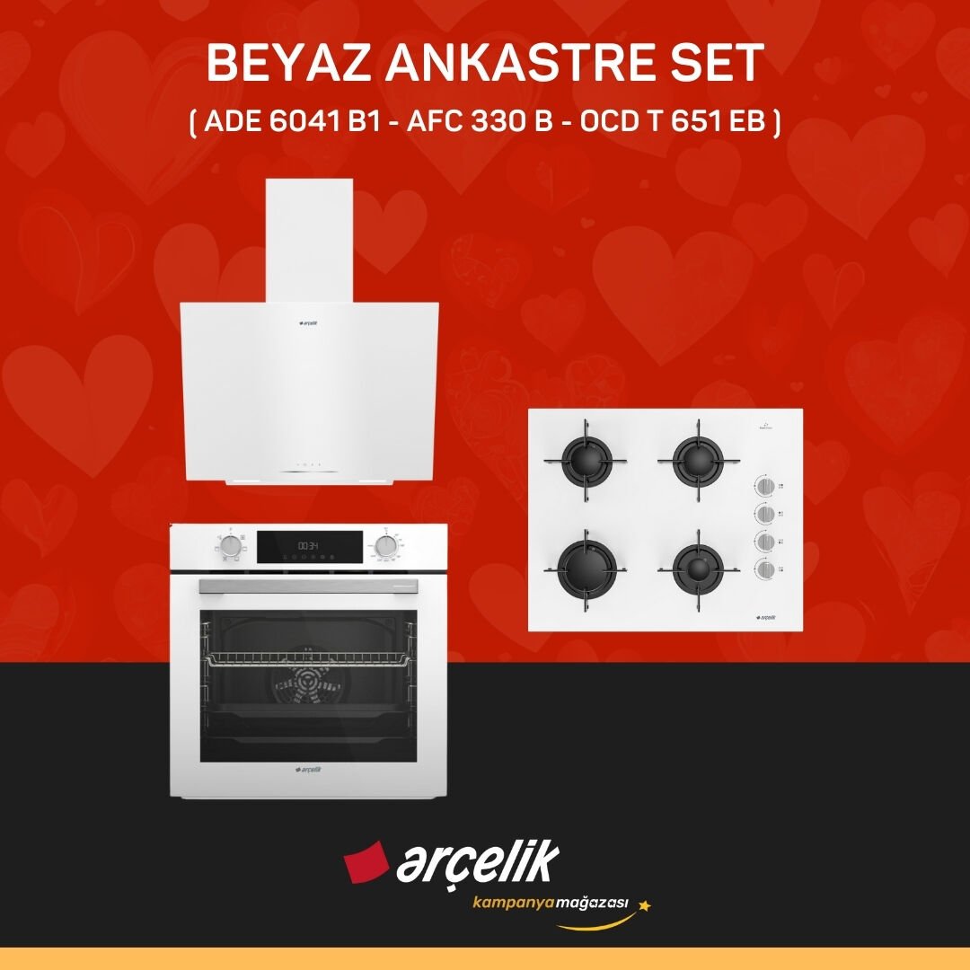 ARÇELİK BEYAZ ANKASTRE SET ( ADE 6041 B1 - AFC 330 B - OCD T 651 EB )
