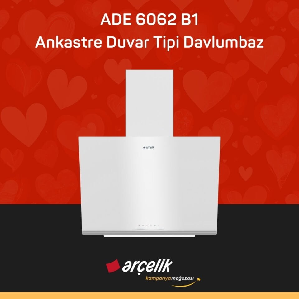 ARÇELİK ADE 6062 B1 Ankastre Duvar Tipi Davlumbaz