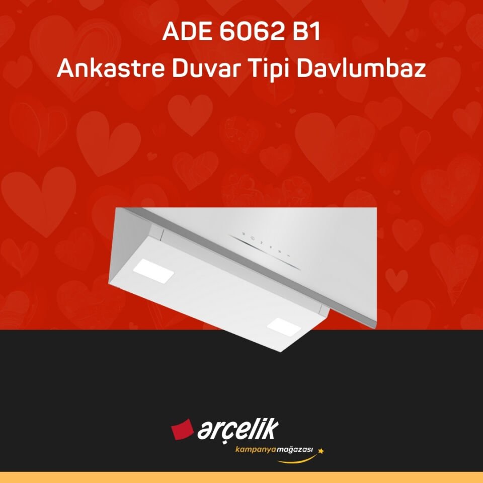 ARÇELİK ADE 6062 B1 Ankastre Duvar Tipi Davlumbaz