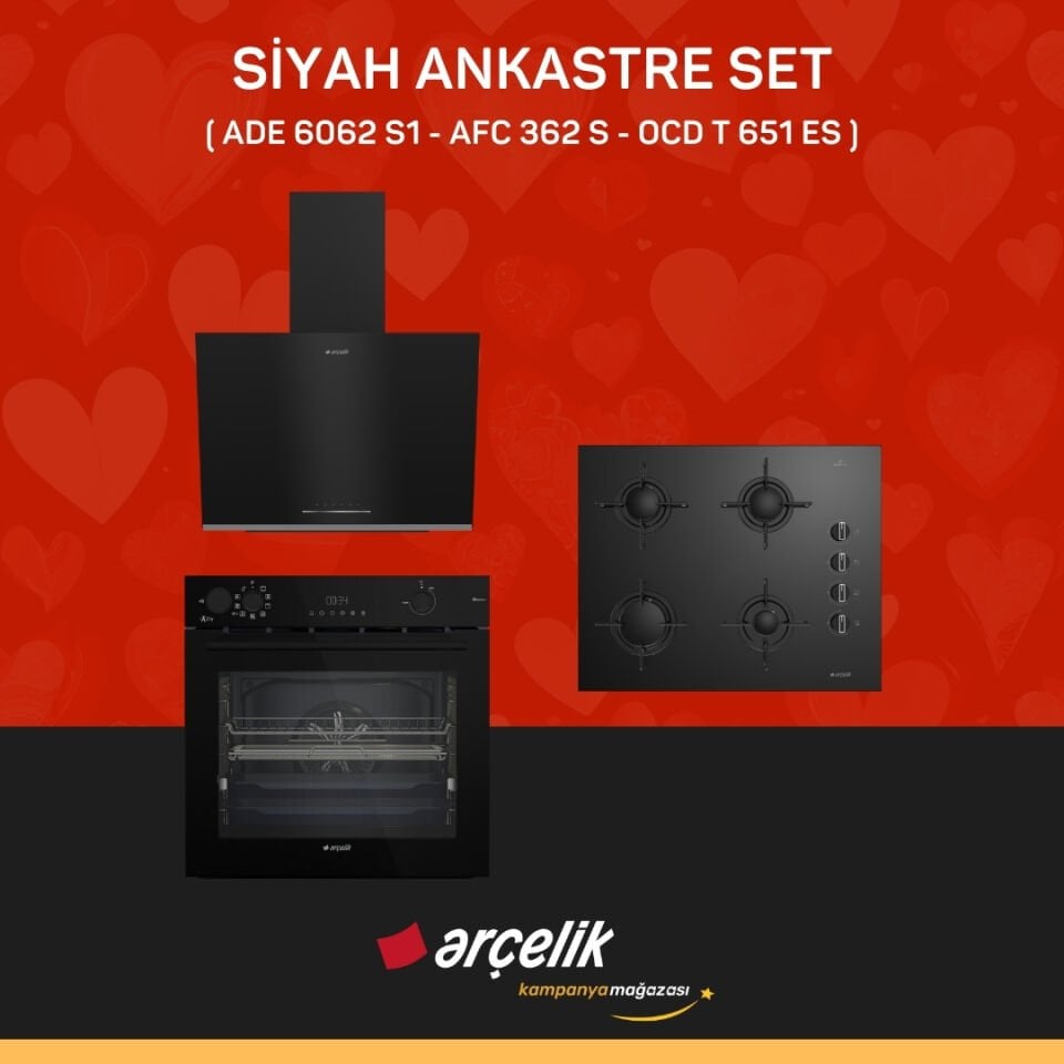 ARÇELİK SİYAH ANKASTRE SET ( ADE 6062 S1 - AFC 362 S - OCD T 651 ES )