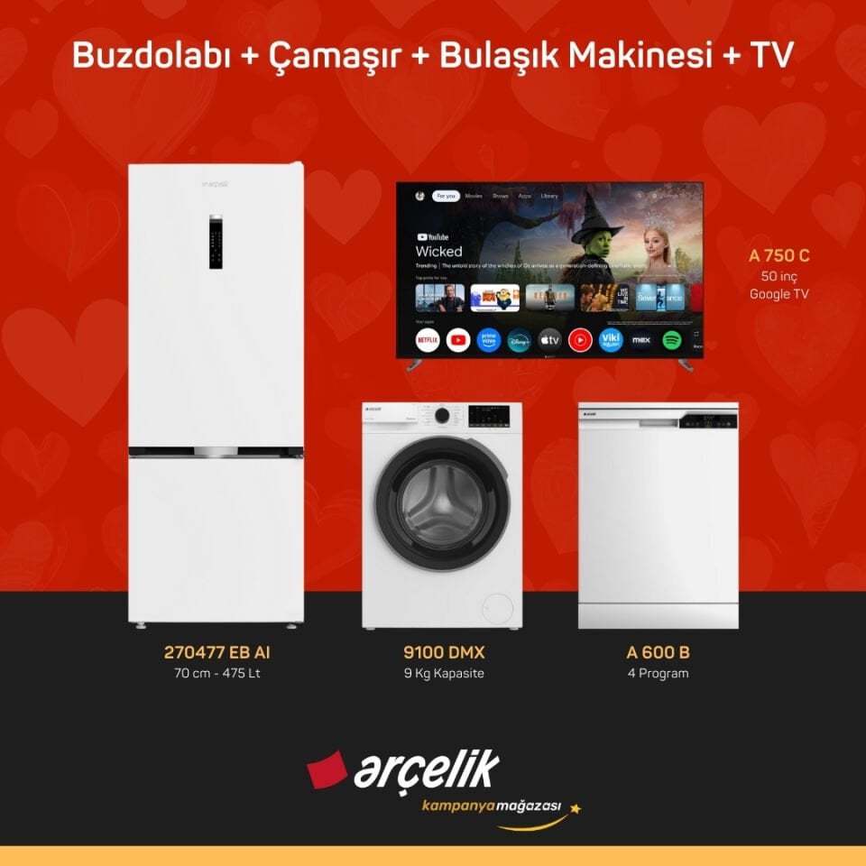 ARÇELİK 4'lü Çeyiz Paketi ( 270477 EB AI - 9100 DMX - A 600 B - A 750 C )