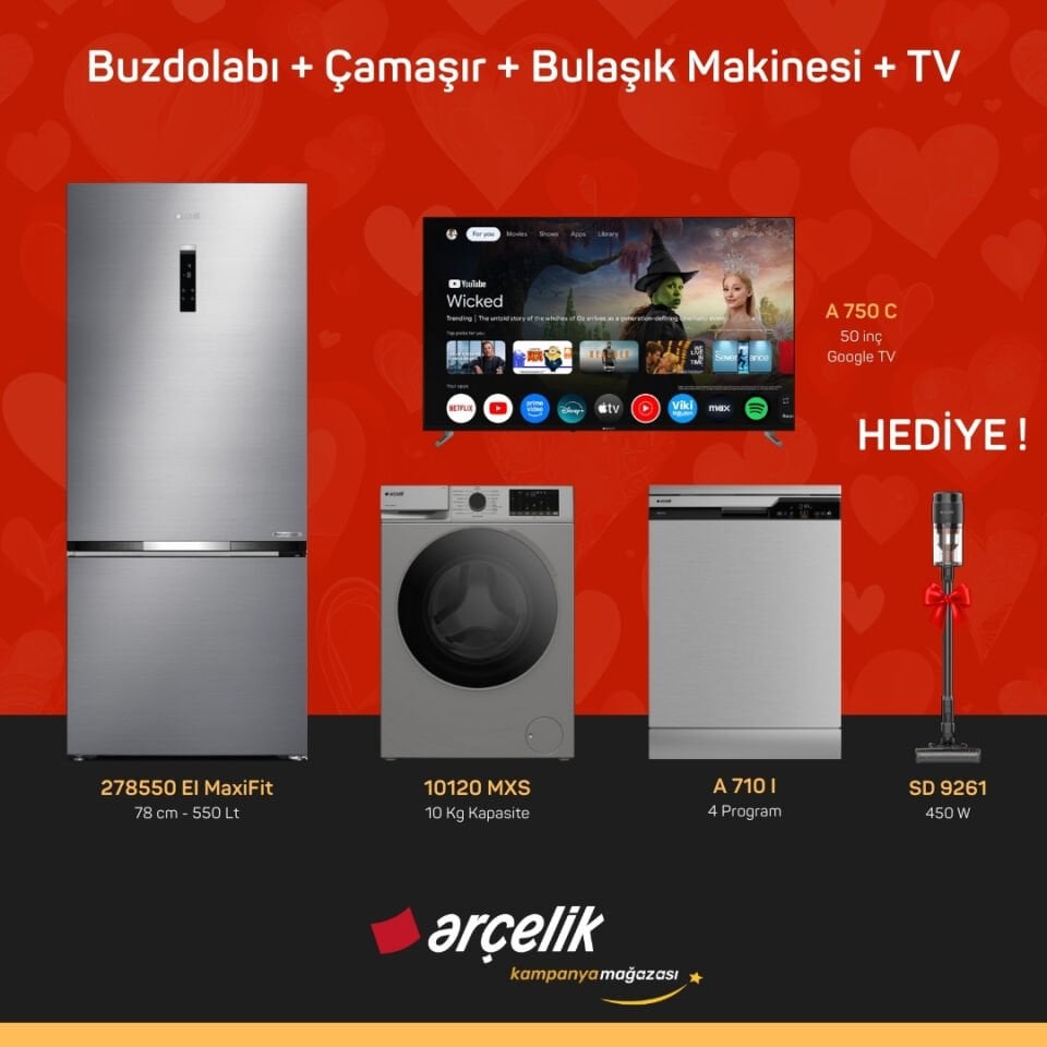 ARÇELİK 4'lü Çeyiz Paketi ( 278550 EI MaxiFit - 10120 MXS - A 710 I - A 750 C - SD 9261 )
