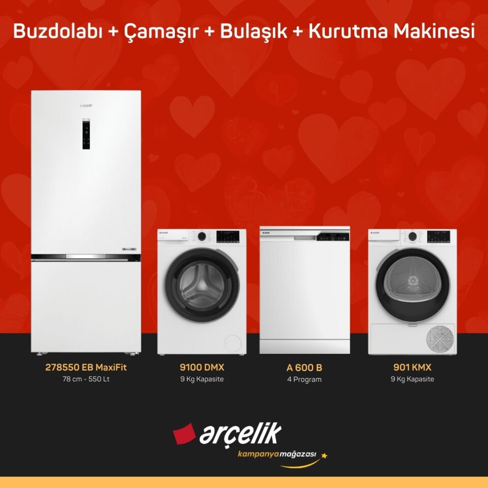 ARÇELİK 4'lü Çeyiz Paketi ( 278550 EB MaxiFit - 9100 DMX - A 600 B - 901 KMX )