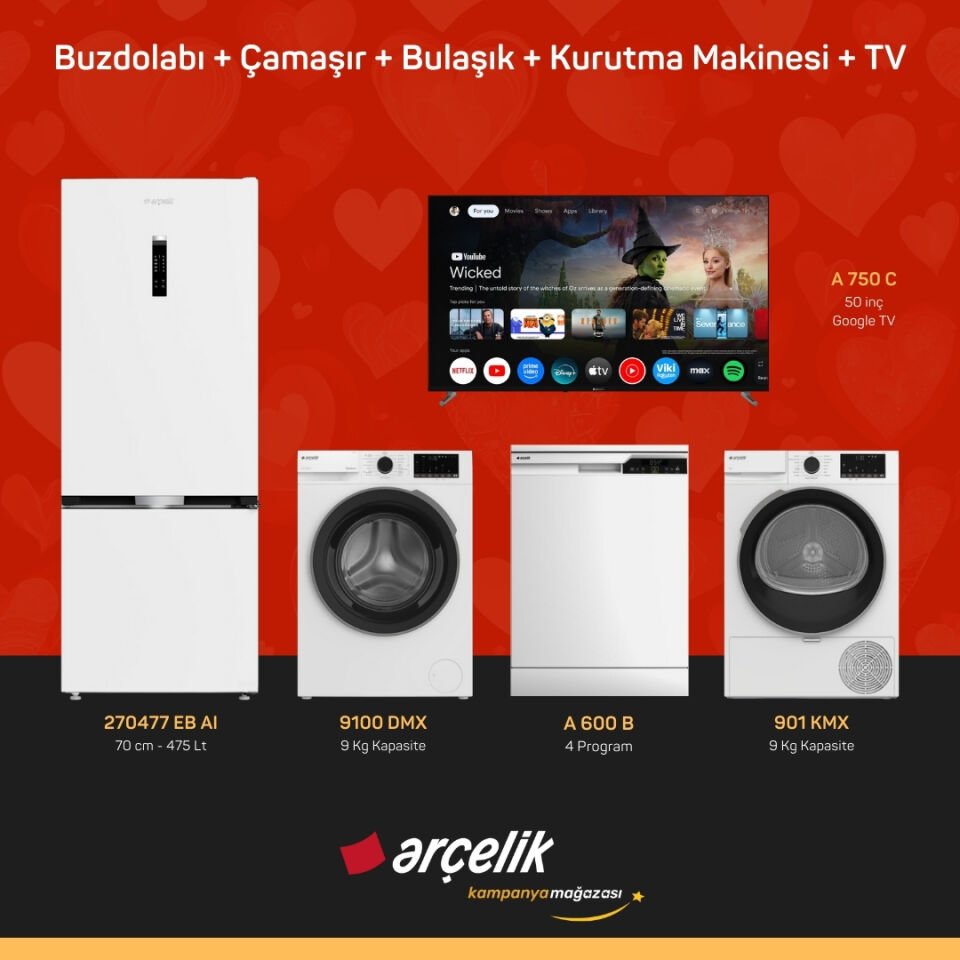 ARÇELİK 5'li Çeyiz Paketi ( 270477 EB AI - 9100 DMX - A 600 B - 901 KMX - A 750 C )