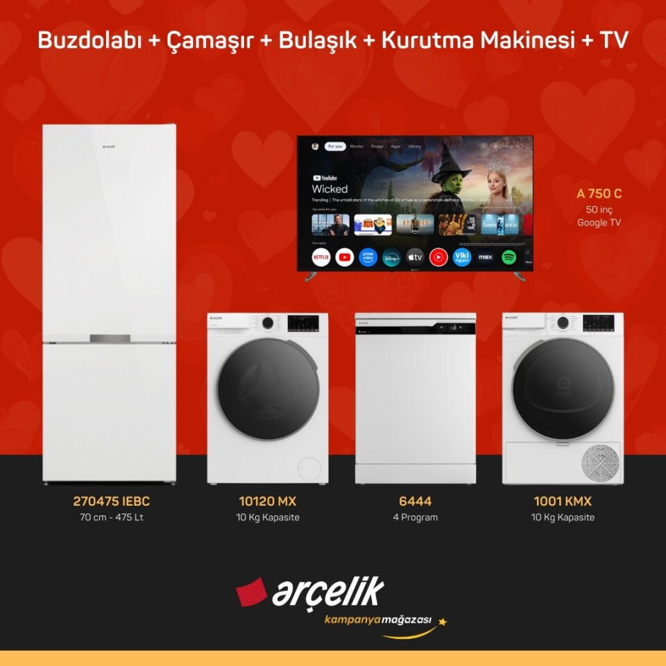 ARÇELİK 5'li Çeyiz Paketi ( 270475 IEBC - 10120 MX - A 710 BC - 1001 KMX - A 750 C )