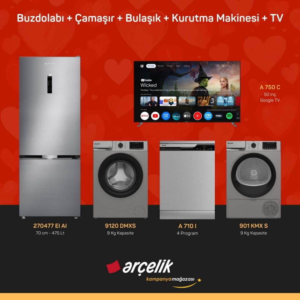 ARÇELİK 5'li Çeyiz Paketi ( 270477 EI AI - 9120 DMXS - A 710 I - 901 KMX S - A 750 C )