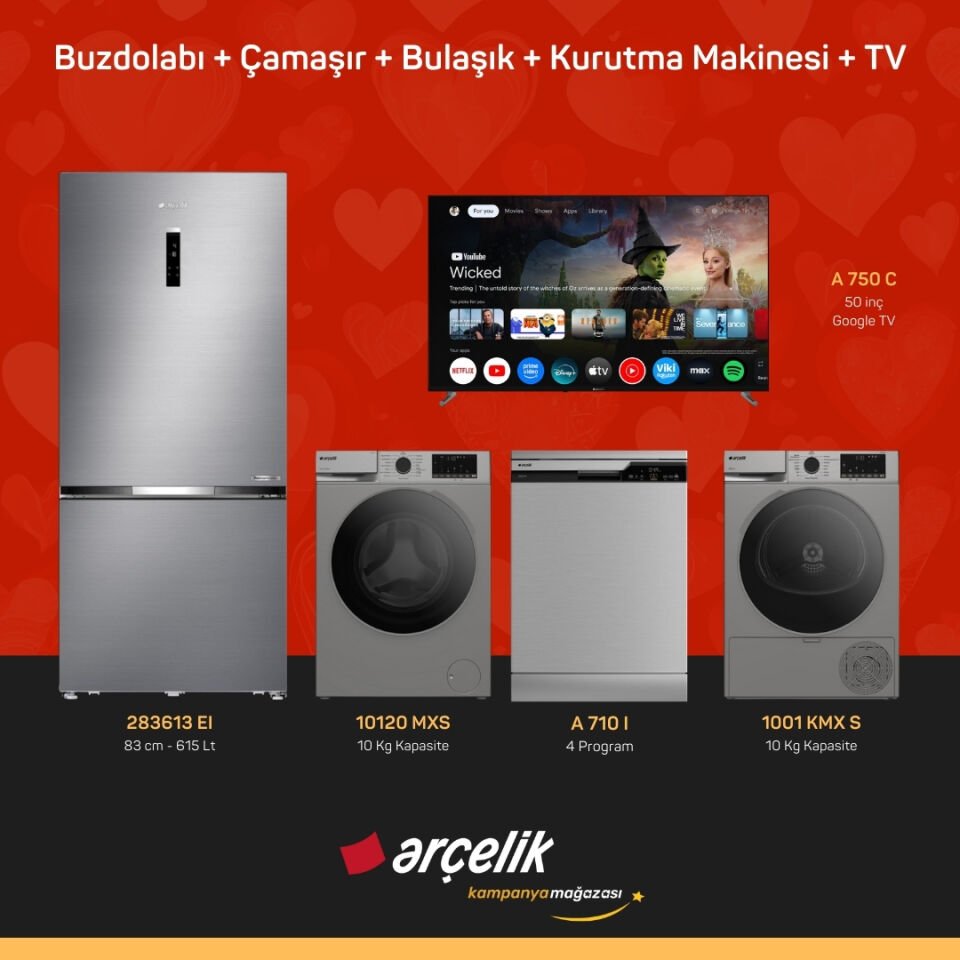 ARÇELİK 5'li Çeyiz Paketi ( 283613 EI - 10120 MXS - A 710 I - 1001 KMX S - A 750 C )