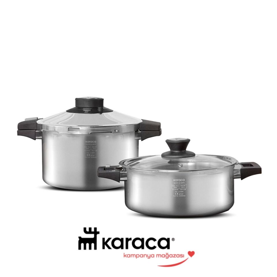 Karaca Quick and Safe İndüksiyon Tabanlı Düdüklü Tencere Seti 6+8 Lt