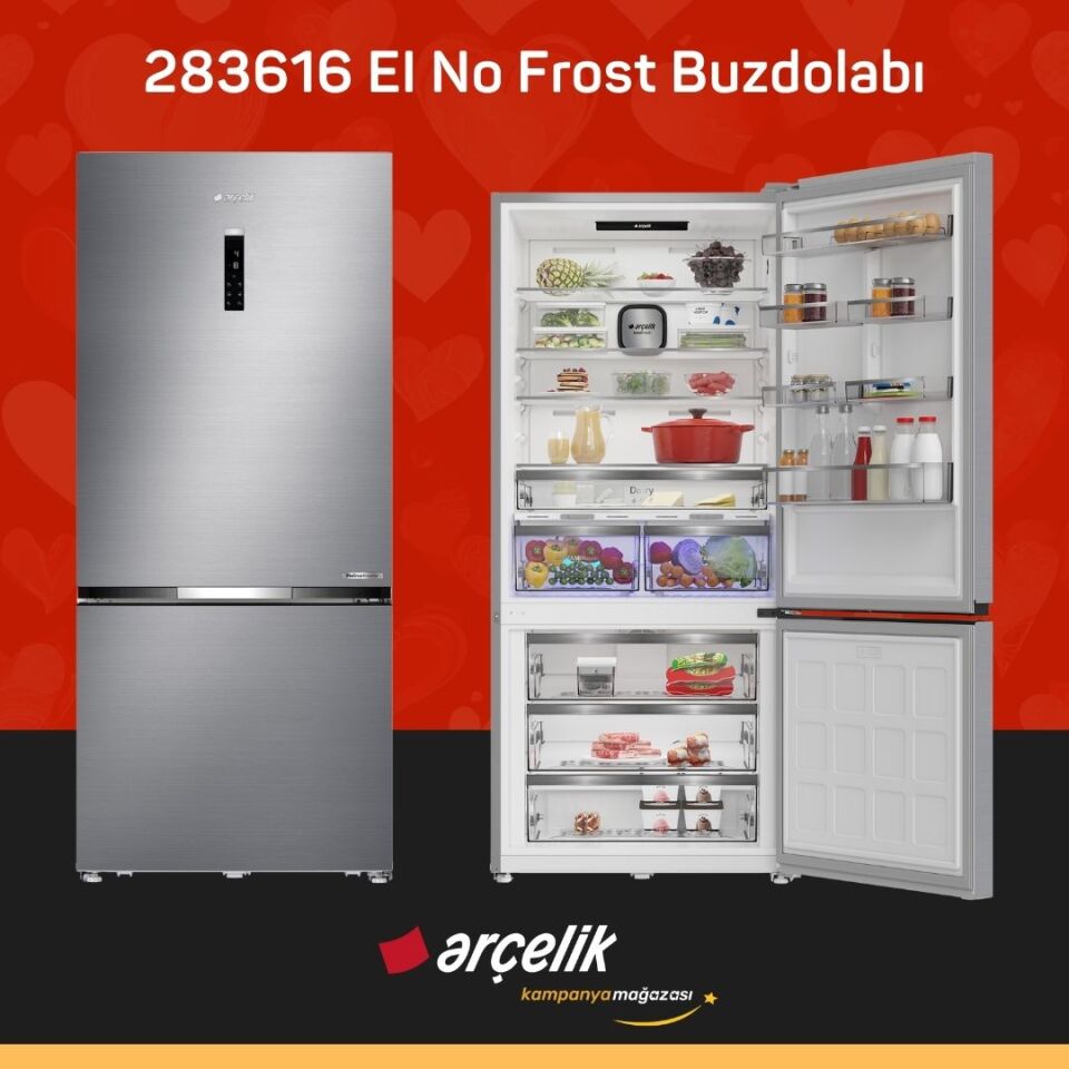 ARÇELİK 283616 EI Yapay Zeka Teknolojili Alttan Donduruculu Buzdolabı