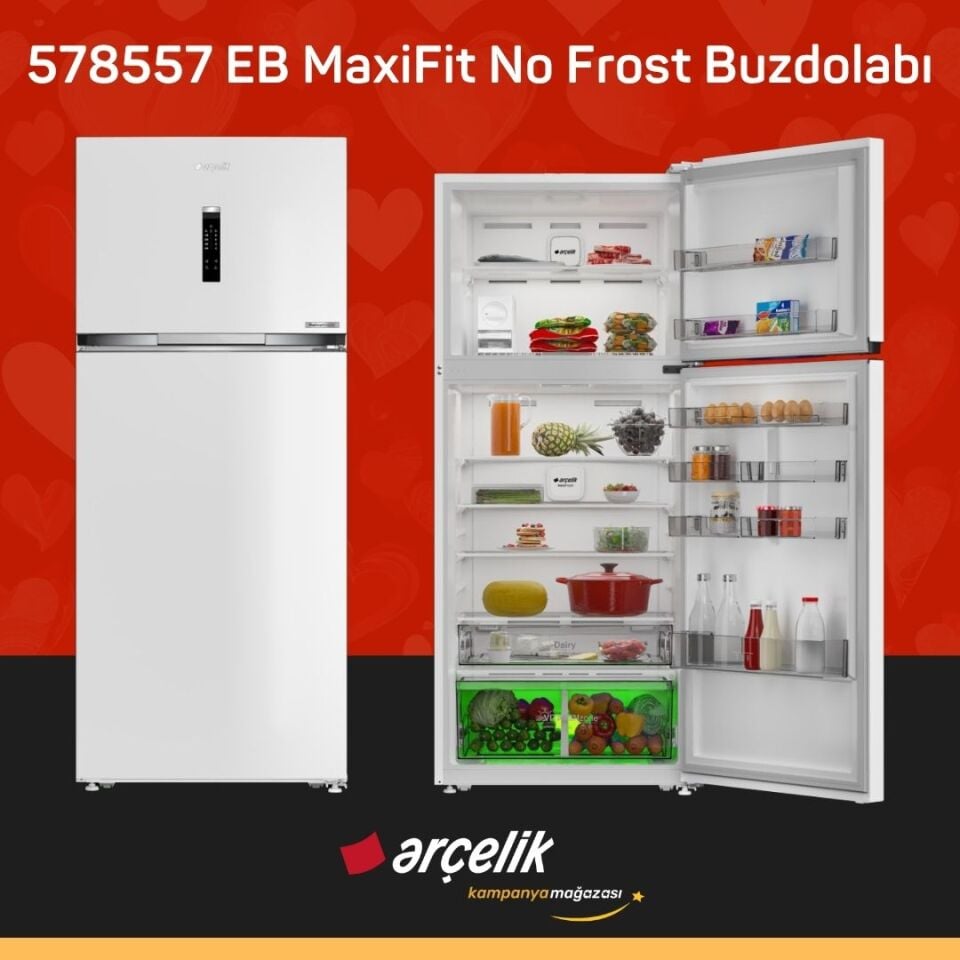 ARÇELİK 578557 EB MaxiFit Üstten Donduruculu Buzdolabı