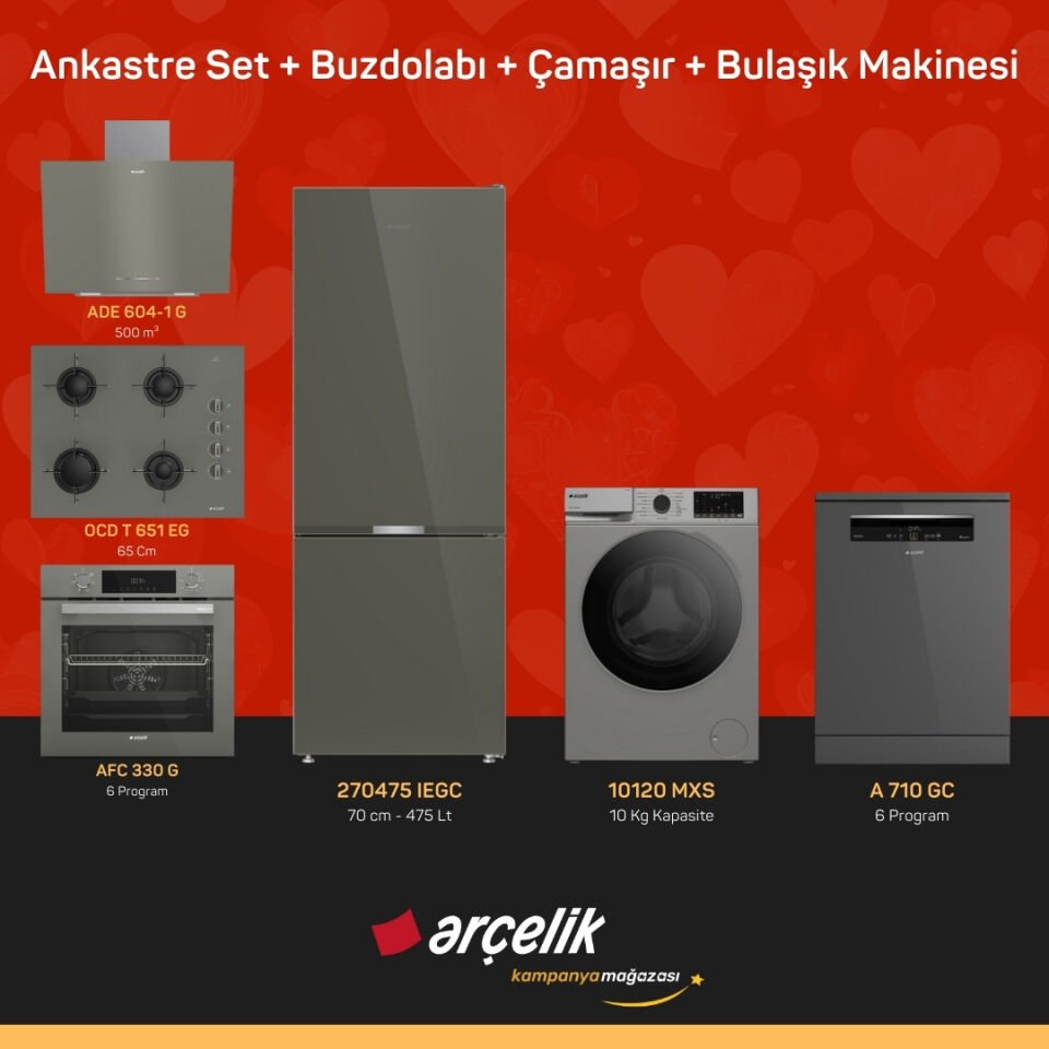 ARÇELİK 6'lı Çeyiz Paketi ( 270475 IEGC - 10120 MXS - A 710 GC - ADE 604-1 G - AFC 330 G - OCD T 651 EG )