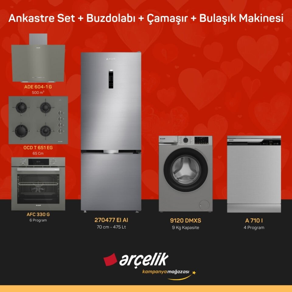 ARÇELİK 6'lı Çeyiz Paketi ( 270477 EI AI - 9120 DMXS - A 710 I - ADE 604-1 G - AFC 330 G - OCD T 651 EG )