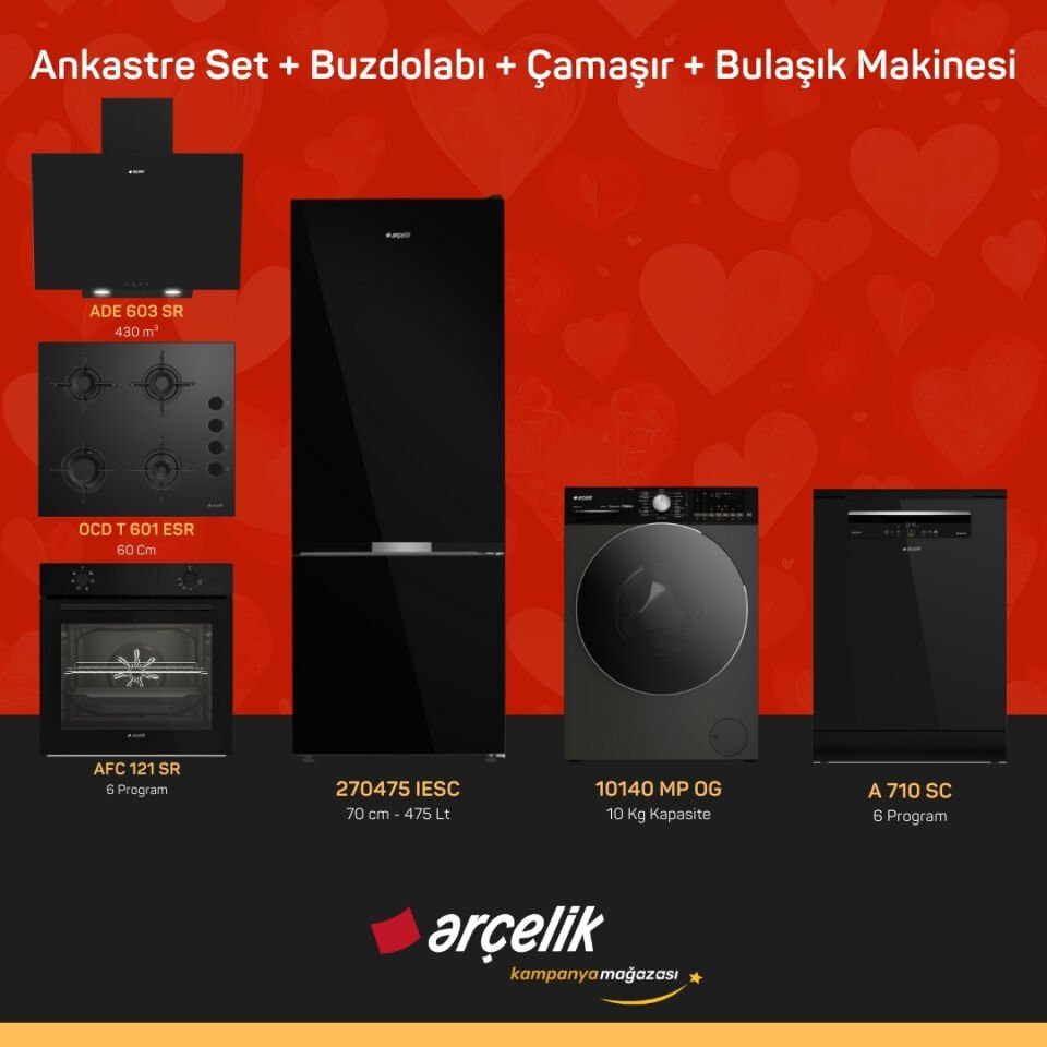 ARÇELİK 6'lı Çeyiz Paketi ( 270475 IESC - 10140 MP OG - A 710 SC - ADE 603 SR - AFC 121 SR - OCD T 601 ESR )