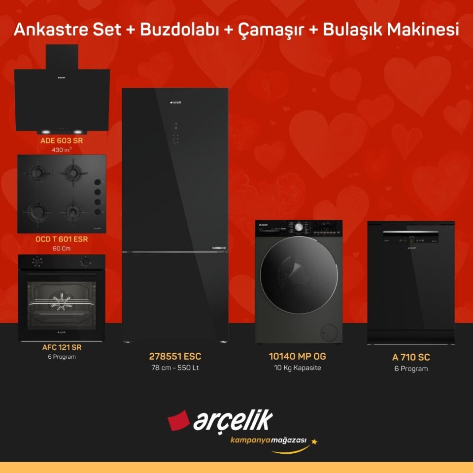 ARÇELİK 6'lı Çeyiz Paketi ( 278551 ESC - 10140 MP OG - A 710 SC - ADE 603 SR - AFC 121 SR - OCD T 601 ESR )