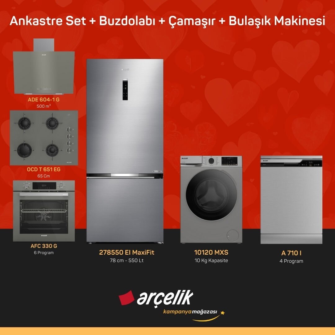 ARÇELİK 6'lı Çeyiz Paketi ( 278550 EI MaxiFit - 10120 MXS - A 710 I - ADE 604-1 G - AFC 330 G - OCD T 651 EG )
