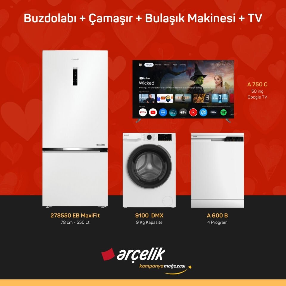 ARÇELİK 4'lü Çeyiz Paketi ( 278550 EB MaxiFit - 9100 DMX - A 600 B - A 750 C )