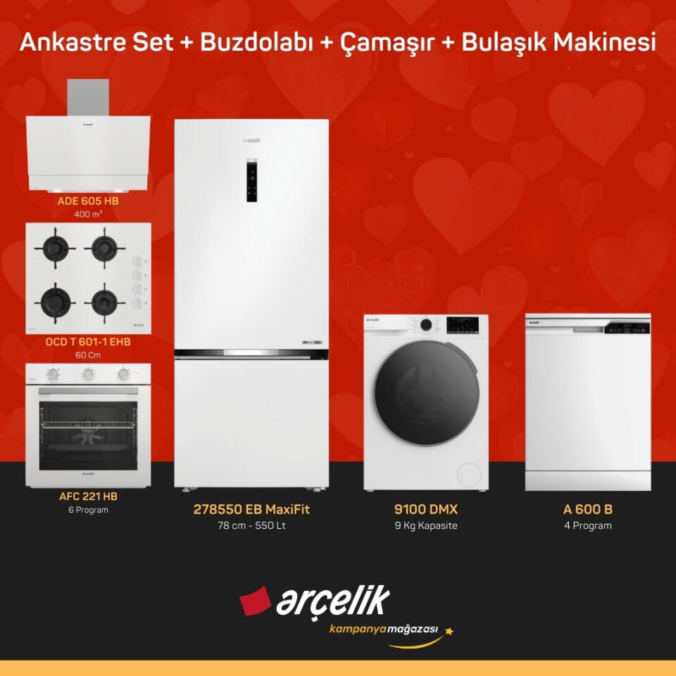 ARÇELİK 6'lı Çeyiz Paketi ( 278550 EB MaxiFit - 9100 DMX - A 600 B - ADE 605 HB - AFC 221 HB - OCD T 601-1 EHB )