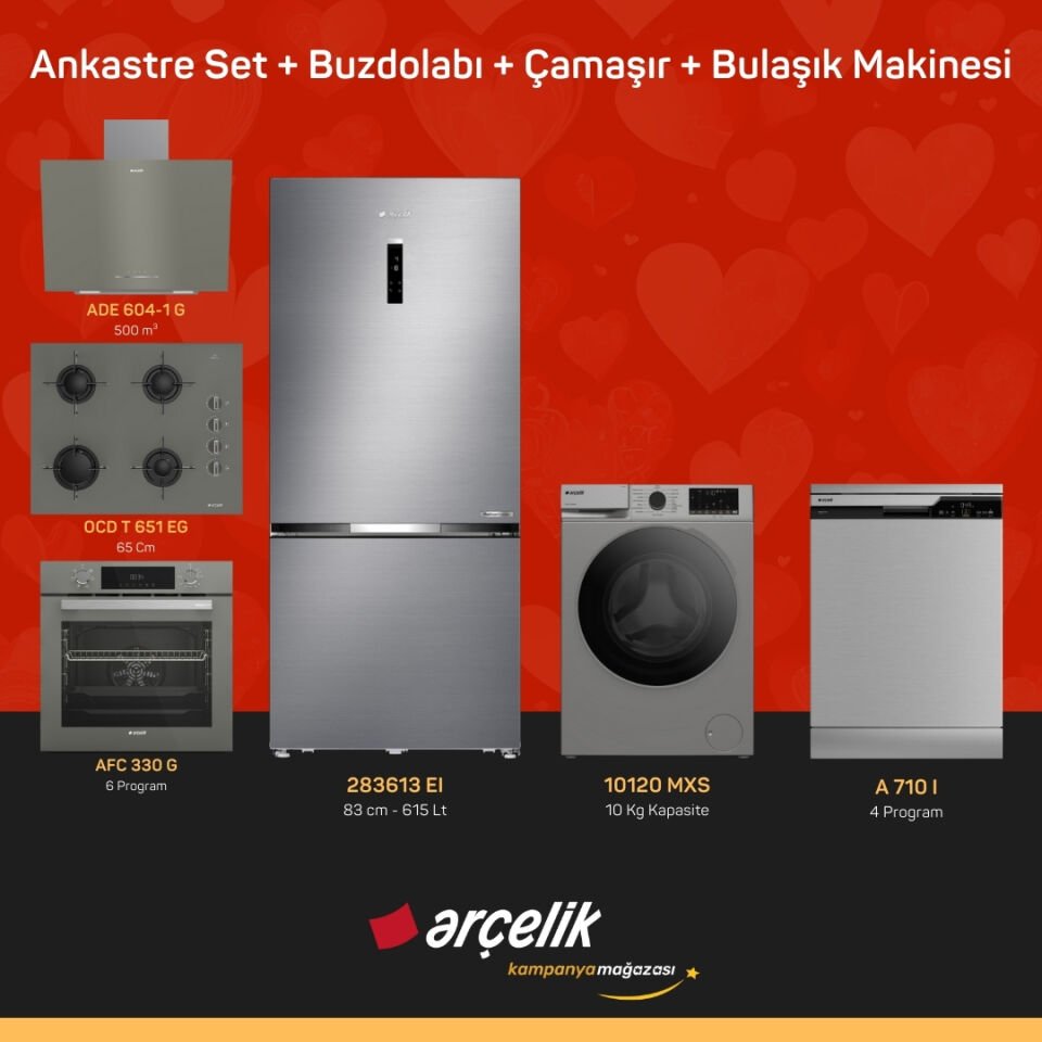 ARÇELİK 6'lı Çeyiz Paketi ( 283613 EI - 10120 MXS - A 710 I - ADE 604-1 G - AFC 330 G - OCD T 651 EG )