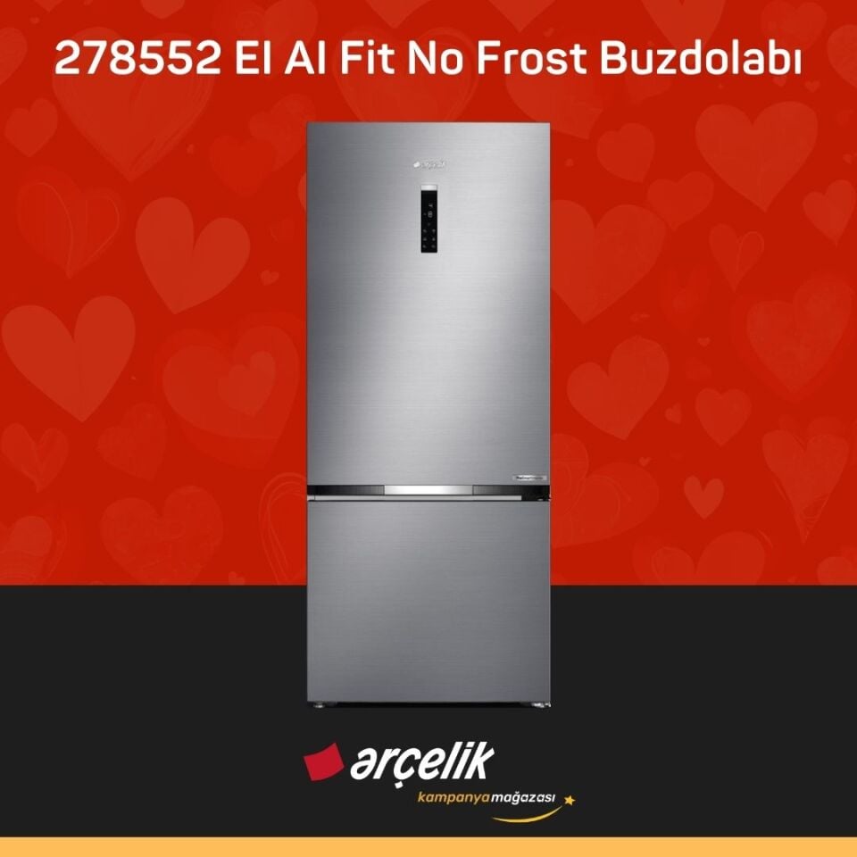 ARÇELİK 278552 EI AI Fit Yapay Zeka Teknolojili Alttan Donduruculu Buzdolabı