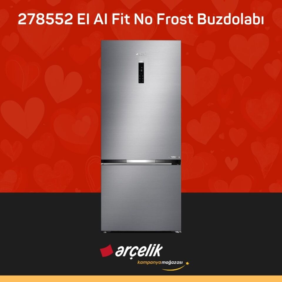 ARÇELİK 278552 EI AI Fit Yapay Zeka Teknolojili Alttan Donduruculu Buzdolabı