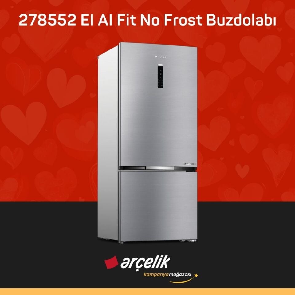 ARÇELİK 278552 EI AI Fit Yapay Zeka Teknolojili Alttan Donduruculu Buzdolabı