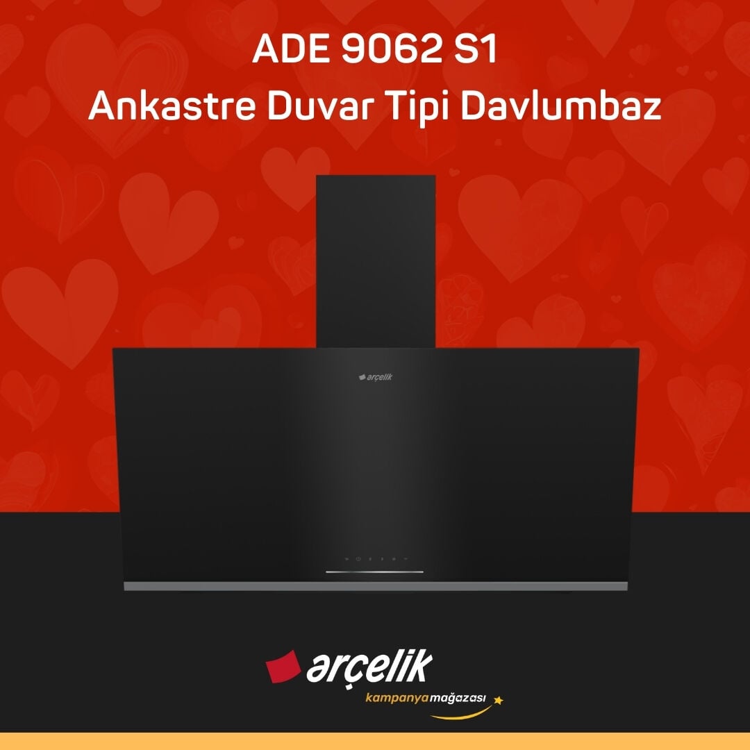 ARÇELİK ADE 9062 S1 Ankastre Duvar Tipi Davlumbaz