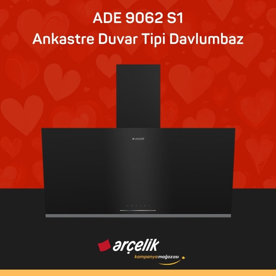 ARÇELİK ADE 9062 S1 Ankastre Duvar Tipi Davlumbaz