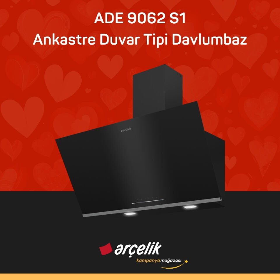 ARÇELİK ADE 9062 S1 Ankastre Duvar Tipi Davlumbaz